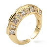 Brass Micro Pave Clear Cubic Zirconia Cuff Rings RJEW-L100-001-4