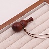 Wood Gourd Pendant Adjustable Waxed Cord Necklaces WGF04D5-02-3