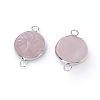 Natural Rose Quartz Links connectors G-G807-F04-2