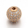 CZ Brass Micro Pave Cubic Zirconia Round Beads ZIRC-L017-01RG-1