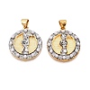 Brass Micro Pave Cubic Zirconia with ABS Imitation Pearl Pendants KK-T070-20G-1