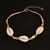 Bohemian Style Random Mixed Color Seed Bead & Cowrie Shell Anklet for Women AT7998-1
