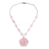 Natural Rose Quartz Flower Pendant Necklaces NJEW-N064-08C-3