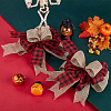 2Pcs Tartan Pattern Linen Type Cloth Bowknot Display Decoration AJEW-SP0003-67-4