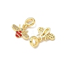 Brass Pave Clear Cubic Zirconia Bee European Dangle Charms KK-K293-73G-2