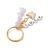 Alloy Acrylic Enamel with Natural Amethyst Keychain KEYC-JKC00805-06-4