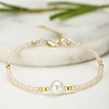 Handmade White Round Shell Pearl and Faceted Round Glass Beaded Bracelets for Women YN0122-5-2