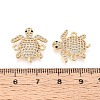 Brass Micro Pave Clear and Black Cubic Zirconia Turtle Links Connector Charms KK-T074-124G-3