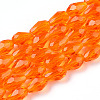 Dark Orange Faceted Glass Teardrop Beads Strands X-GLAA-R024-6x4mm-18-1