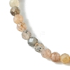 Natural Multi-Moonstone Faceted Round Beaded Stretch Bracelets for Women BJEW-JB10842-02-4