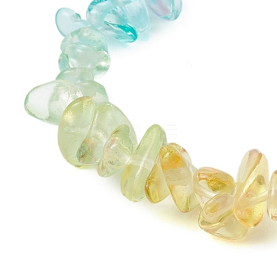 Rainbow Color Glass Chip Beaded Stretch Bracelets for Women BJEW-JB10778-1