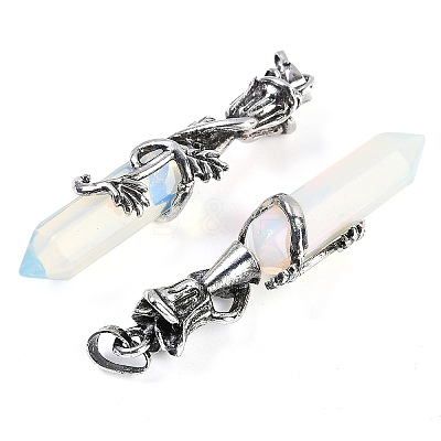 Natural & Synthetic Mixed Gemstone Faceted Double Termimal Pointed Big Pendants G-P547-03AS-A-1