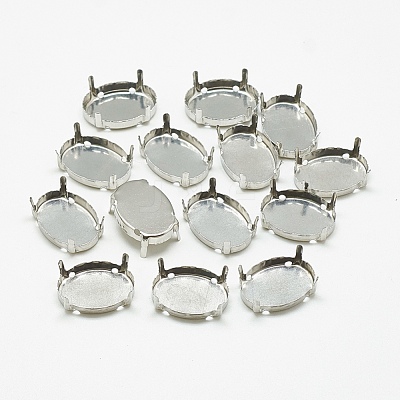 Non-Tarnish 201 Stainless Steel Sew on Prong Settings STAS-T032-03-10x14mm-1