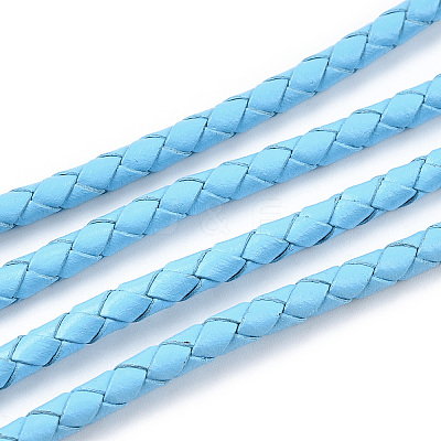 Braided Cowhide Leather Cord NWIR-N005-01N-4mm-1
