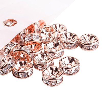 Rondelle Brass Rhinestone Spacer Beads RB-PH0001-05RG-NF-1