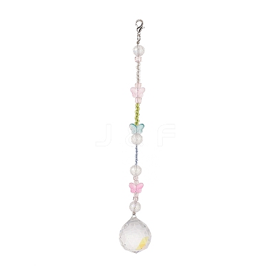 Teardrop & Butterfly Glass Suncatchers HJEW-JM00847-1