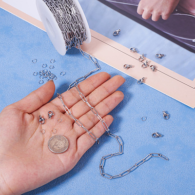 304 Stainless Steel Paperclip Chains Bracelet Necklace DIY Making Kit DIY-TA0009-67-1