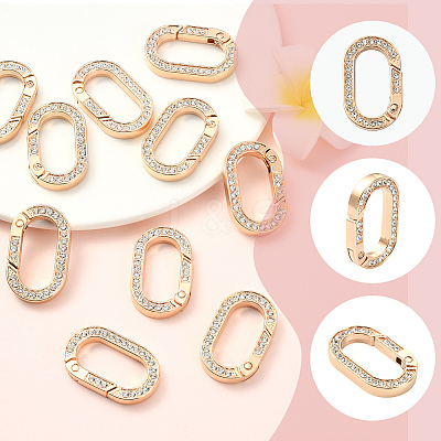 10Pcs Zinc Alloy Crystal Rhinestone Spring Gate Rings FIND-SC0019-51A-1