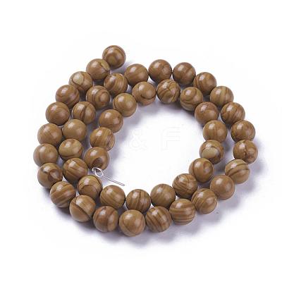 Natural Wood Lace Stone Wooden Jasper Beads Strands G-I199-17-8mm-1