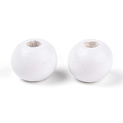 Spray Painted Round Natural Schima Wood Beads WOOD-T032-6mm-30-1