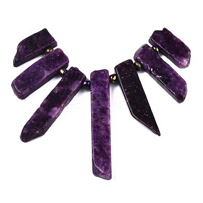 Natural Lepidolite/Purple Mica Stone Beads Strands G-N215-007-1