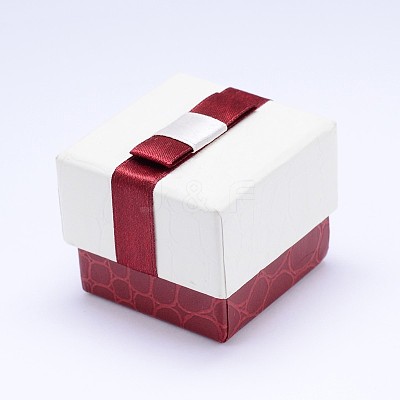 Rectangle Cardboard Ring Boxes with Black Velvet inside & Bowknot X-CBOX-N006-02-1