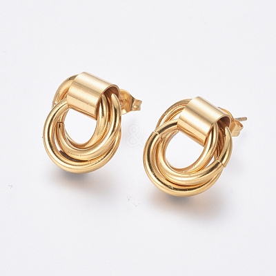 304 Stainless Steel Stud Earrings EJEW-L241-03G-1