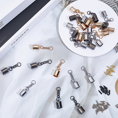 30 Sets 3 Colors Zinc Alloy Cord Ends FIND-ME0001-92-1