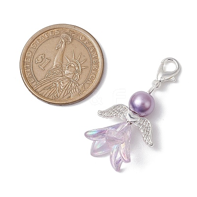 Angel Acrylic & Glass Pearl Pendant Decoration X1-HJEW-JM02364-01-1