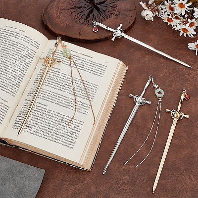 4Pcs 4 Styles Alloy Hair Stick Findings AJEW-FG0007-35-1
