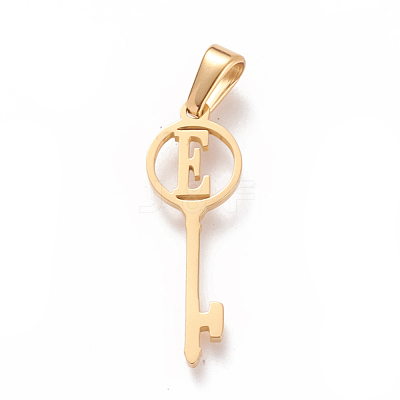 304 Stainless Steel Initial Pendants STAS-D019-09E-G-1