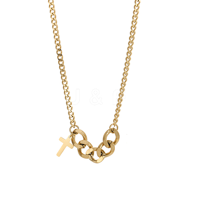 304 Stainless Steel Curb Chains Pendant Necklace OY002-38G-1