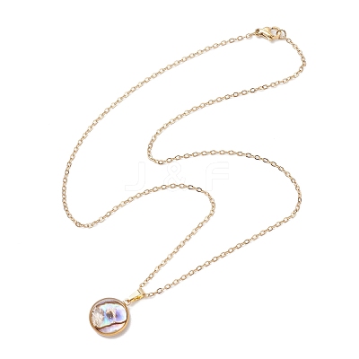 Natural Paua Shell Pendant Necklaces NJEW-JN05141-06-1