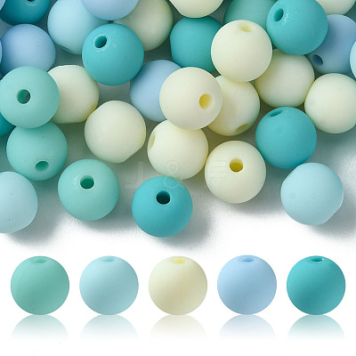 70Pcs Rubberized Style Acrylic Beads MACR-FS0001-71A-1