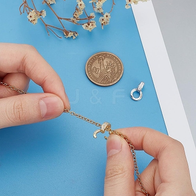 2Pcs 2 Colors Rack Plating 925 Sterling Silver Micro Pave Clear Cubic Zirconia Enhancer Shortener Bails FIND-PH0022-33-1