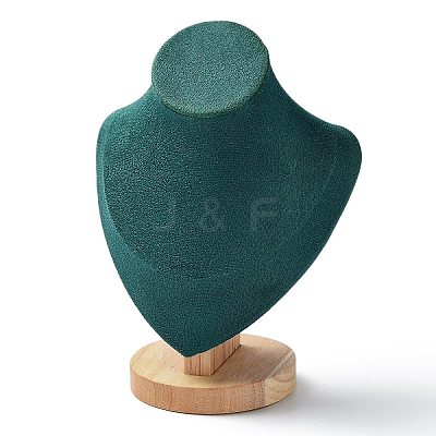 Velvet Bust Necklace Display Stands with Wooden Base LS-ODIS-Q041-02A-01-1