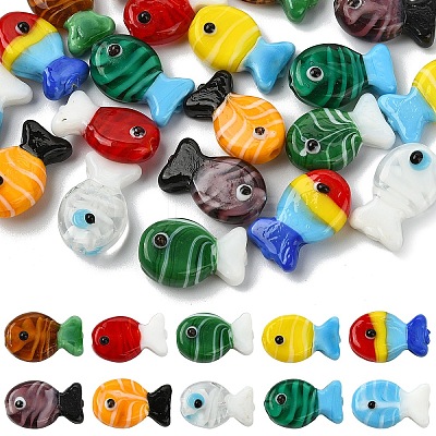 20Pcs 10 Colors Handmade Lampwork Beads LAMP-YW0004-13-1