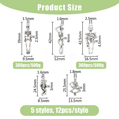 60Pcs 5 Styles Tibetan Style Alloy Pendants FIND-HY0002-80-1
