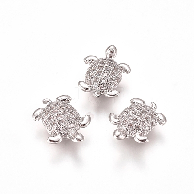 Brass Micro Pave Clear Cubic Zirconia Beads ZIRC-I038-25P-1