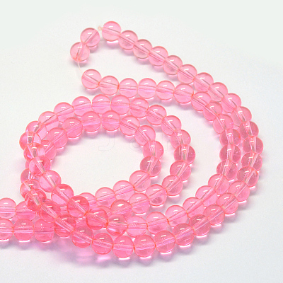 Baking Paint Transparent Glass Round Bead Strands DGLA-Q022-8mm-07-1