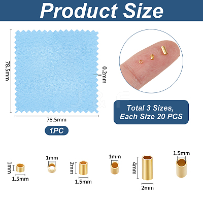 60Pcs 3 Styles 925 Sterling Silver Spacer Tube Beads STER-UN0001-26G-1