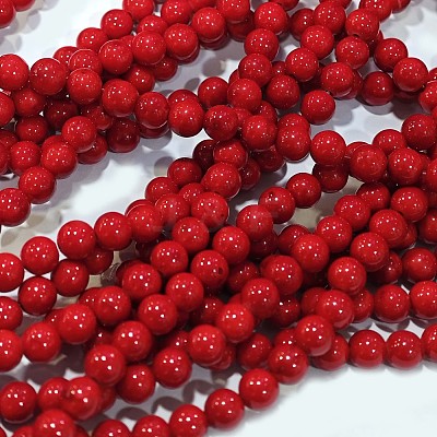 Natural Dyed Mashan Jade Gemstone Bead Strands G-R272-6mm-01-1