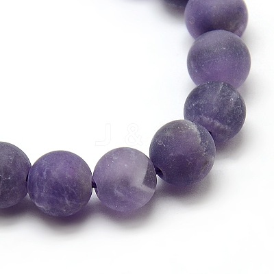 Frosted Natural Amethyst Round Bead Strands G-M064-6mm-13-1
