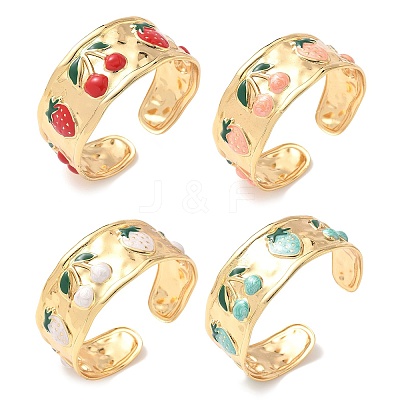 304 Stainless Steel Enamel Cuff Bangles for Women BJEW-B159-02G-1