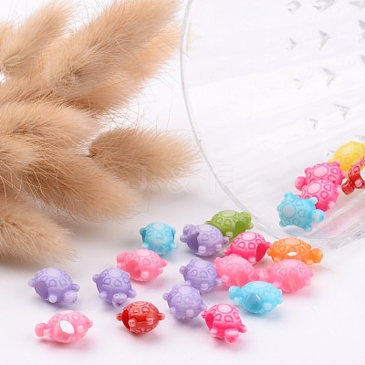 Large Hole Opaque Craft Style Acrylic Tortoise European Beads X-SACR-R697-M64-1