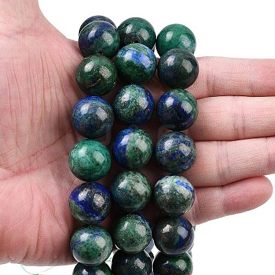 Natural Chrysocolla and Lapis Lazuli Beads Strands G-L648-A12-16mm-1