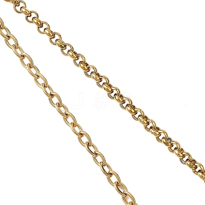 304 Stainless Steel Cable Chain Rolo Chain Bracelet Making AJEW-JB01459-01-1