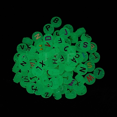 150Pcs Luminous Acrylic Beads LACR-YW0001-02-1