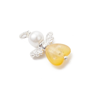 7Pcs Frosted Transparent Acrylic & Glass Pearl Pendants PALLOY-JF04175-02-1