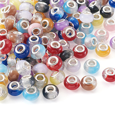 100Pcs 10 Colors Transparent Resin Rondelle European Beads RESI-TA0005-17-1